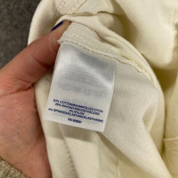 Lands' End Skirt Women 8 White A-Line Midi Mid Rise Zipper Cotton Pockets Denim - Picture 9 of 10